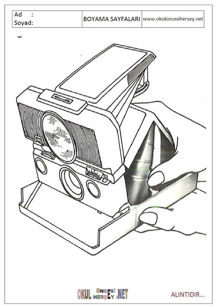 Çocuklar İçin fotoğraf-makinesi Boyama Sayfaları 